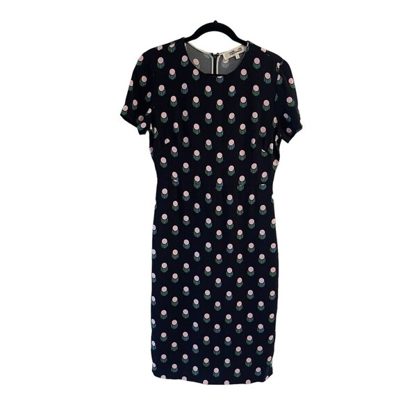Diane von Furstenberg Size 6 Casmir Dot Silk Midi Shift Dress Short Sleeve - Picture 9 of 13
